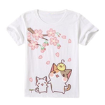 T-shirt chat kawaii Japan style sakura