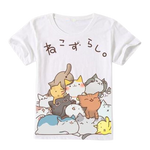 T-shirt chat kawaii Japan style family