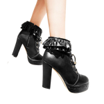 Chaussure à talon chat kawaii noir dentelle