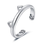 Bague anneau chat en argent