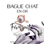 Bague chat or perle