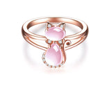 Bague chat or rose