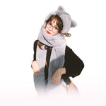 Bonnet chat kawaii gris écharpe et gants