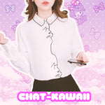 Chemise chat kawaii blanche