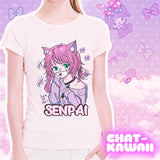 T shirt chat kawaii senpai