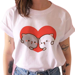 T-shirt chat kawaii japan <br>couple heart