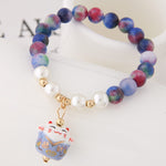 Bracelet chat kawaii perle pastel