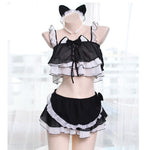 Lingerie chat kawaii lolita set intime noir