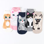 DONG AI 5 Pairs Cartoon Women Socks Cotton Invisible Cute Animal Cat Ankle Harajuku Korean Style Soft Fashion Breathable Socks