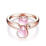 Bague chat or rose