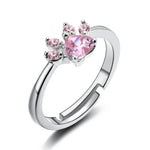 Bague en argent avec diamant rose en forme de patte de chat