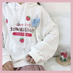 pull kawaii fraise blanc