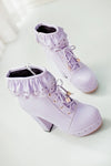 Chaussure à talon chat kawaii violet dentelle