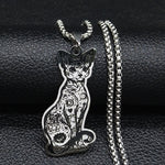 collier chat en argent witch