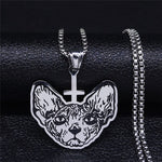 collier chat argent sphynx gothique