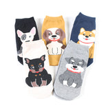 DONG AI 5 Pairs Cartoon Women Socks Cotton Invisible Cute Animal Cat Ankle Harajuku Korean Style Soft Fashion Breathable Socks