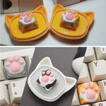 Keycap chat kawaii collector patte de chat tricoline rayée