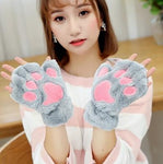 gant chat kawaii mitaine patte de chat gris