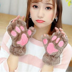 gant chat kawaii mitaine patte de chat kaki