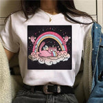 tee-shirt chat kawaii licorne arc-en-ciel