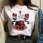 t-shirt chat noir kawaii citrouille