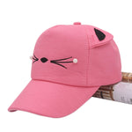 Casquette chat kawaii moustache rose