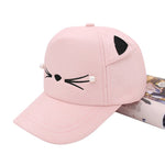 Casquette chat kawaii moustache rose pastel