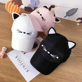 Casquette chat kawaii moustache rose