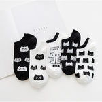 chaussette chat kawaii 5 paires noir blanc