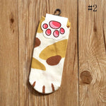 Chaussette chat kawaii forme de pattes beige tache