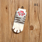 Chaussette chat kawaii forme de pattes gris rayée