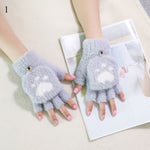 Gants chat kawaii hiver mitaine patte grise