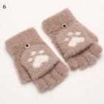 Gants chat kawaii hiver mitaine beige chat