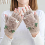 Gants chat kawaii hiver mitaine peluche rose pâle