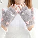 Gants chat kawaii hiver mitaine gris rose