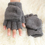 Gants chat kawaii hiver mitaine peluche gris