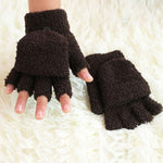 Gants chat kawaii hiver mitaine peluche brun foncé