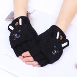 Gants lapin kawaii hiver mitaine noir