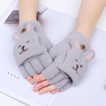 Gants lapin kawaii hiver mitaine gris