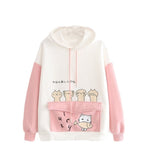 pull chat kawaii rose avec petit poisson