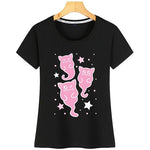 t-shirt chat kawaii noir esprit