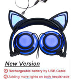 Casque chat kawaii lumineux LED pour PC Laptop Computer Mobile