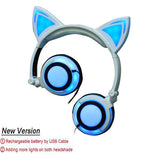 Casque chat kawaii lumineux LED pour PC Laptop Computer Mobile