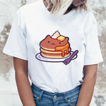 T-shirt chat kawaii<br>pancakes